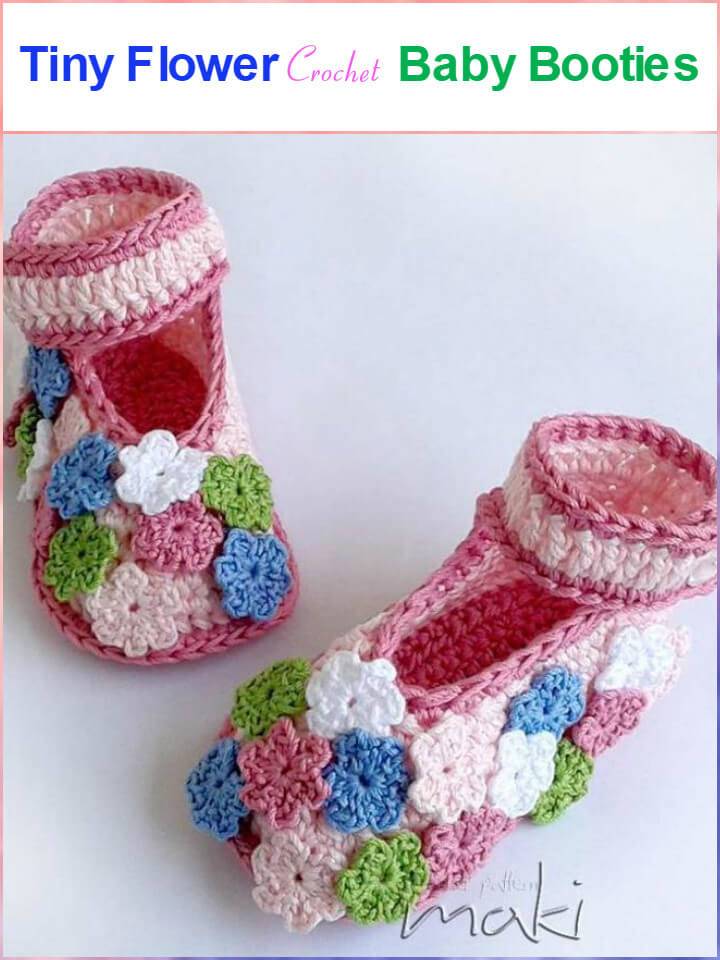 tiny flower crochet baby booties